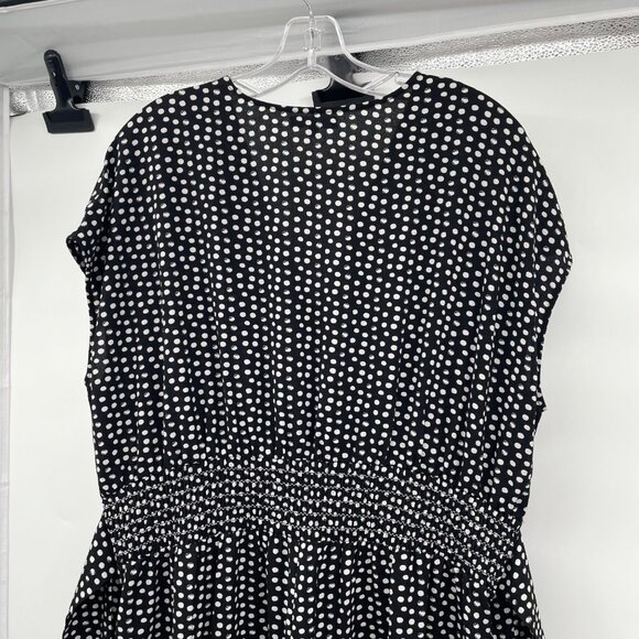 Max Studio Wide Leg Jumpsuit Polka Dot Cap Sleeve Belted Black/White Size 1X - Picture 6 of 8